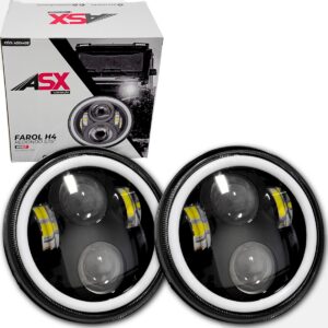Farol Redondo 5,75 Polegadas LED Angel Eye DRL Seta 90W Par H4 ASX Universal