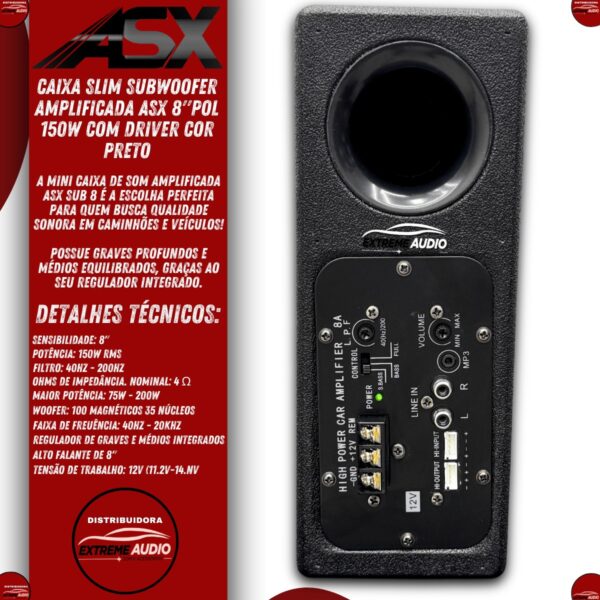 Caixa De Som Slim Asx 12v 150w Rms Automotiva Woofer Compacto - Imagem 8