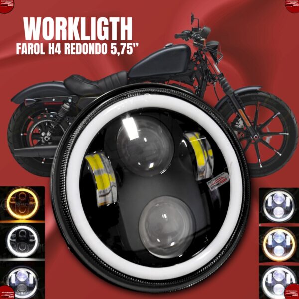Farol Redondo 5,75 Polegadas LED Angel Eye DRL Seta 90W Par H4 ASX Universal - Imagem 4