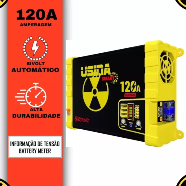 Fonte Usina 120 Amperes Som Automotivo Caixa Bob Bivolt 127/220v Smart Battery Meter  - Imagem 2
