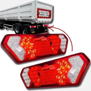Par de Lanterna Traseira Asx Led Guerra bivolt 12v 24v Caminhão