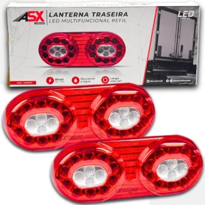 Par de Lanternas Traseira Led Multifuncional Refil 12V-24V Bivolt Asx5304