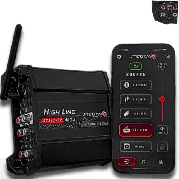 Módulo Amplificador Stetsom Hl 400.4 Display 4 Canais Som Automotivo 4 Ohms Bridge