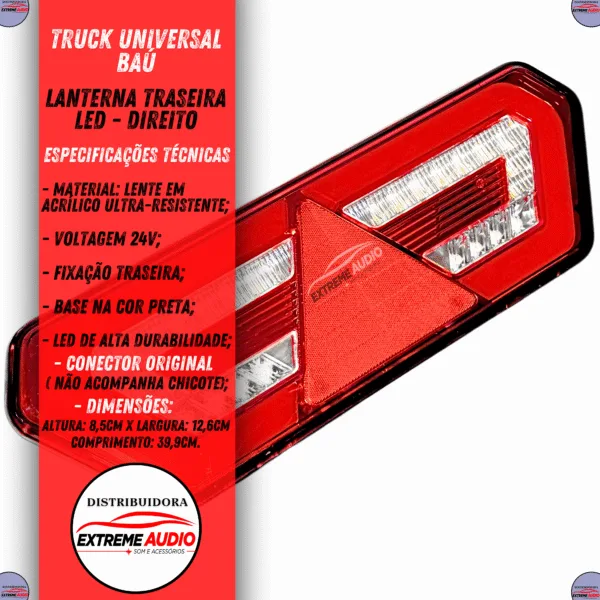 Lanterna Traseira Led Guerra Diamond Ill 3 Truch Universal12v 24v Caminhao - Imagem 2