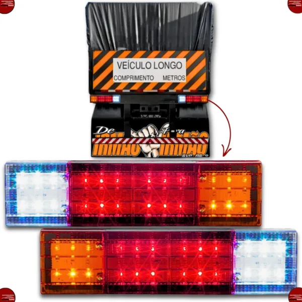 Par de Lanternas Traseira Mb Led 12-24V Bivolt C/Vigia Asx5306 - Imagem 2