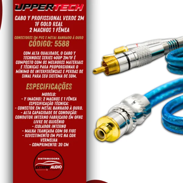 Cabo Y Uppertech Plug Metal Tripla Blindagem Azul - Imagem 2