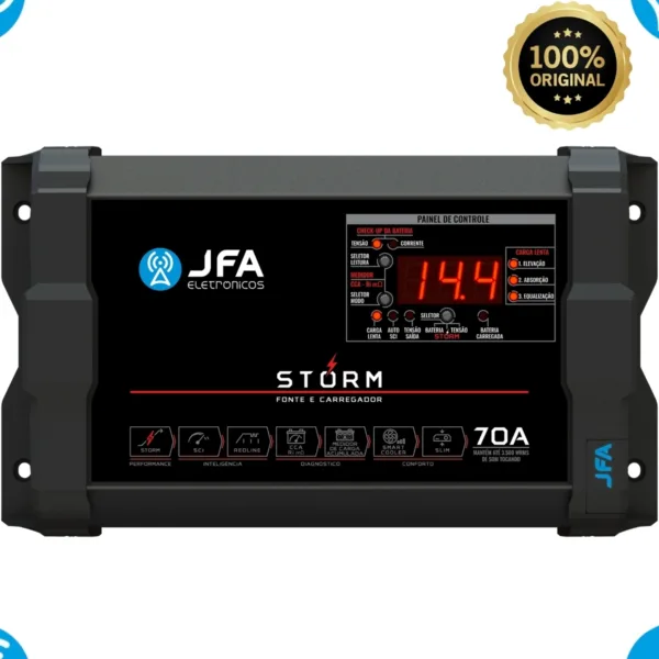 Fonte Jfa 70 Amperes Som Automotivo Bivolt 127/220v Storm C/ Voltímetro - Imagem 3
