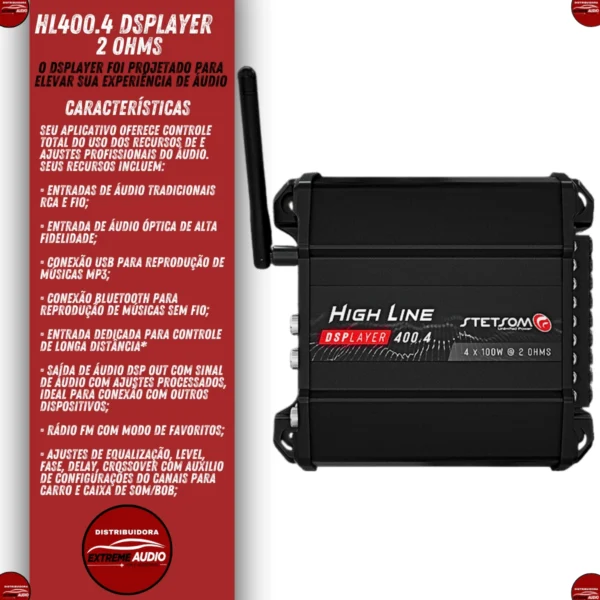Módulo Amplificador Stetsom Hl 400.4 Display 4 Canais Som Automotivo 4 Ohms Bridge - Imagem 6