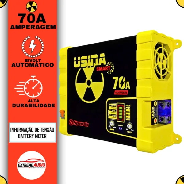 Fonte Usina 70 Amperes Som Automotivo Caixa Bob Bivolt 127/220v Smart Battery Meter - Imagem 2