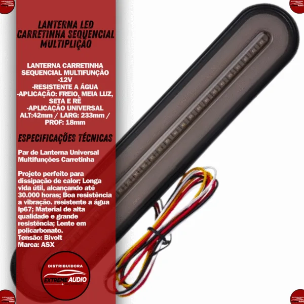 Lanterna Carretinha Sequencial Multifunção 12V Asx5310 - Imagem 2