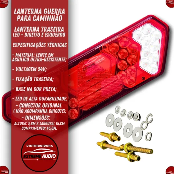 Par de Lanterna Traseira Asx Led Guerra bivolt 12v 24v Caminhão - Imagem 2