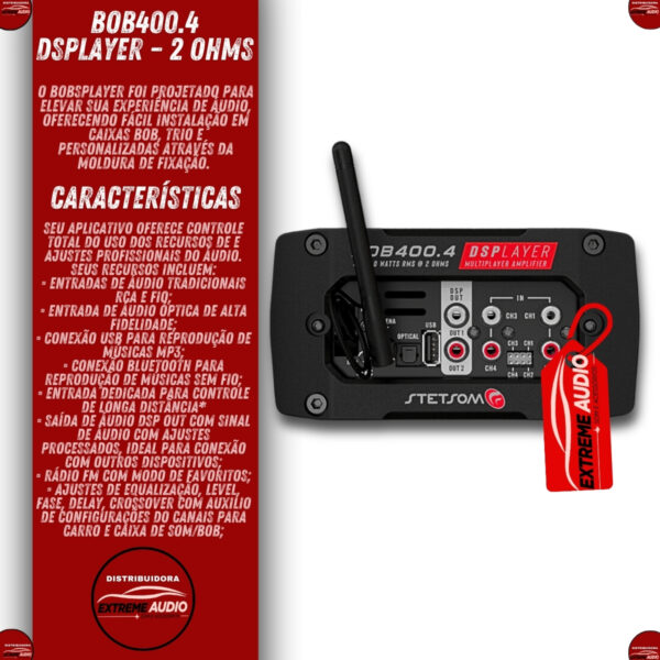 Módulo Amplificador Stetsom BOB 400.4 Display 4 Canais Som Automotivo 4 Ohms Bridge - Imagem 3