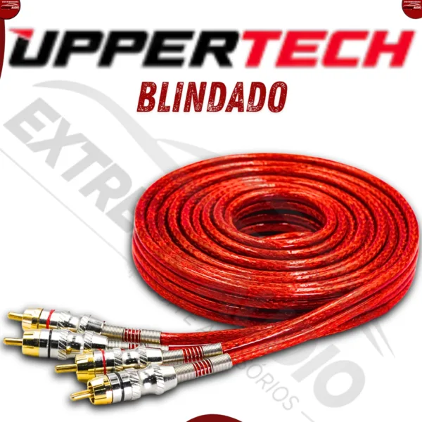 Cabo Rca 2x2 Tripla Blindagem Gold Uppertech 5metros Vermelho - Imagem 3