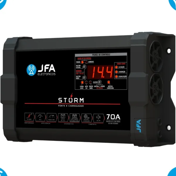 Fonte Jfa 70 Amperes Som Automotivo Bivolt 127/220v Storm C/ Voltímetro - Imagem 4