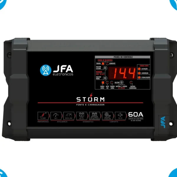 Fonte Jfa 60 Amperes Som Automotivo Bivolt 127/220v Storm C/ Voltímetro - Imagem 3