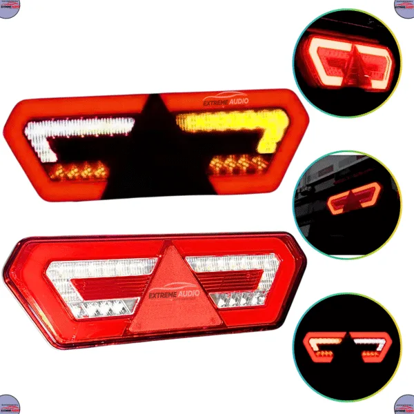 Par de Lanterna Traseira Led Guerra Diamond Ill Truch Universal12v 24v Caminhão - Imagem 2