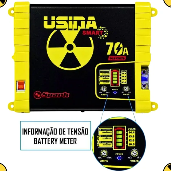 Fonte Usina 70 Amperes Som Automotivo Caixa Bob Bivolt 127/220v Smart Battery Meter - Imagem 3