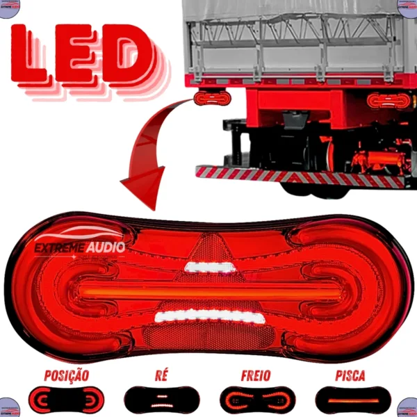 Par de Lanternas Traseira De Caminhão Led Fcs 12-24V Bivolt Lfs - Imagem 3