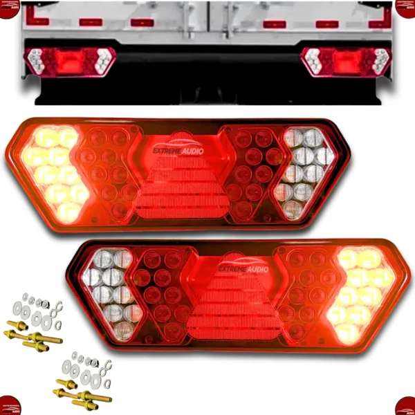 Par de Lanterna Traseira Asx Led Guerra bivolt 12v 24v Caminhão - Imagem 3