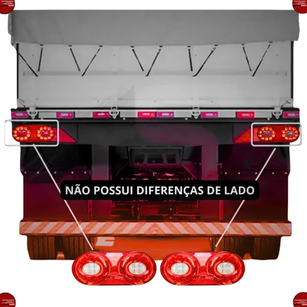 Par de Lanternas Traseira Led Multifuncional Refil 12V-24V Bivolt Asx5304 - Imagem 3