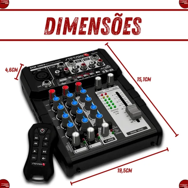 Mesa Som 12V Stm1003 3 Canais 4 Bandas De Equalização - Imagem 4