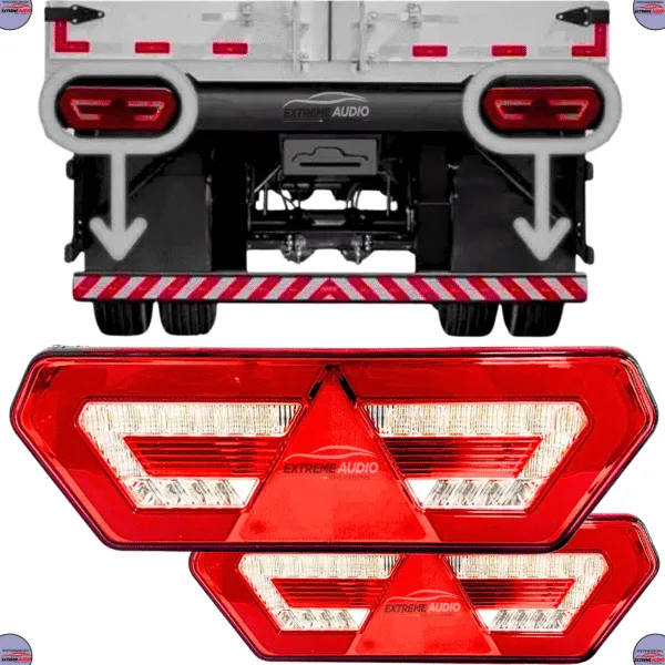 Par de Lanterna Traseira Led Guerra Diamond Ill Truch Universal12v 24v Caminhão