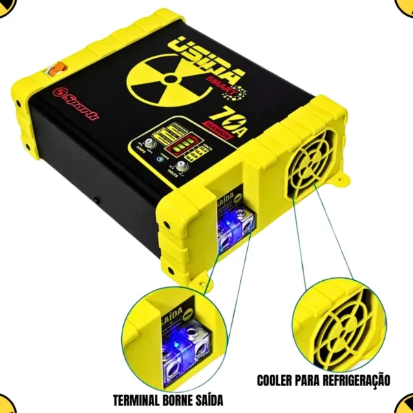 Fonte Usina 70 Amperes Som Automotivo Caixa Bob Bivolt 127/220v Smart Battery Meter - Imagem 4