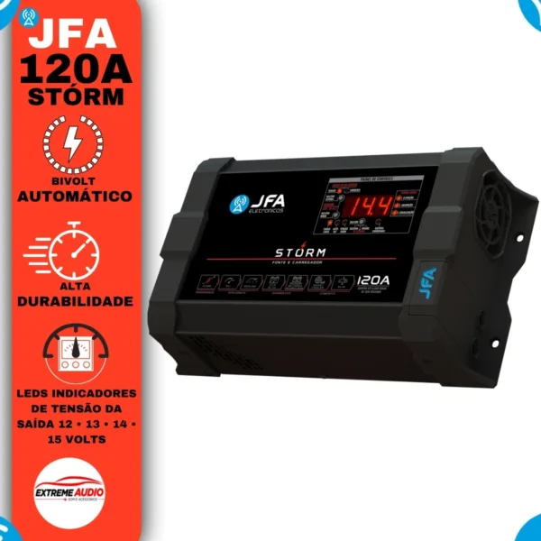 Fonte Jfa 120 Amperes Som Automotivo Bivolt 127/220v Storm C/ Voltímetro - Imagem 5