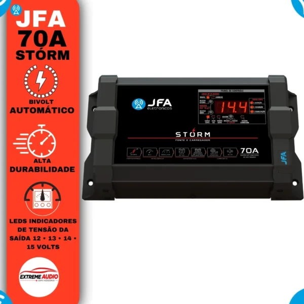 Fonte Jfa 70 Amperes Som Automotivo Bivolt 127/220v Storm C/ Voltímetro - Imagem 6