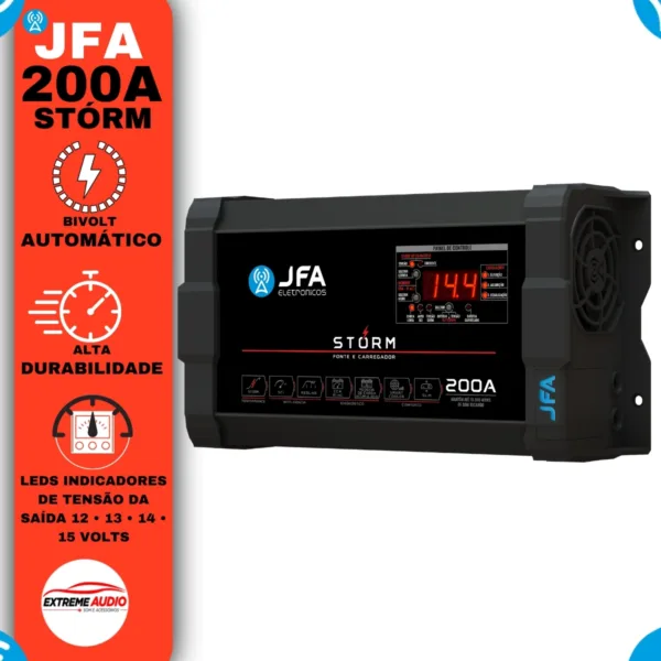 Fonte Jfa 200 Amperes Som Automotivo Bivolt 127/220v Storm C/ Voltímetro - Imagem 5