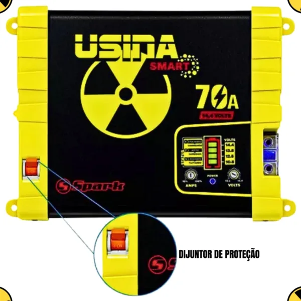 Fonte Usina 70 Amperes Som Automotivo Caixa Bob Bivolt 127/220v Smart Battery Meter - Imagem 5