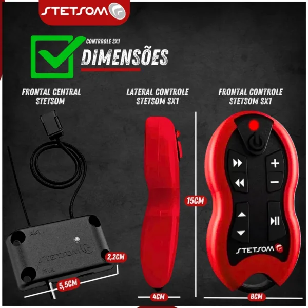 Controle Longa Distância Stetsom SX1- 500 Metros | Cor Vermelho - Imagem 4