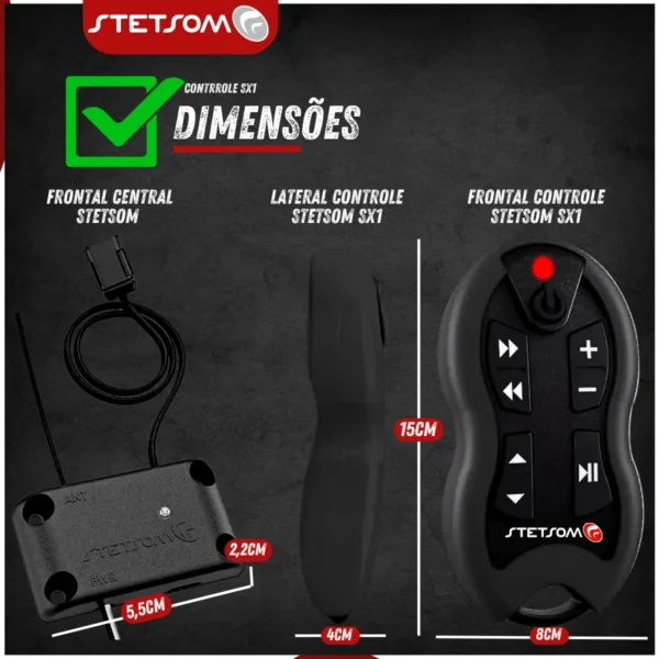 Controle Longa Distância Stetsom SX1- 500 Metros | Preto - Imagem 5