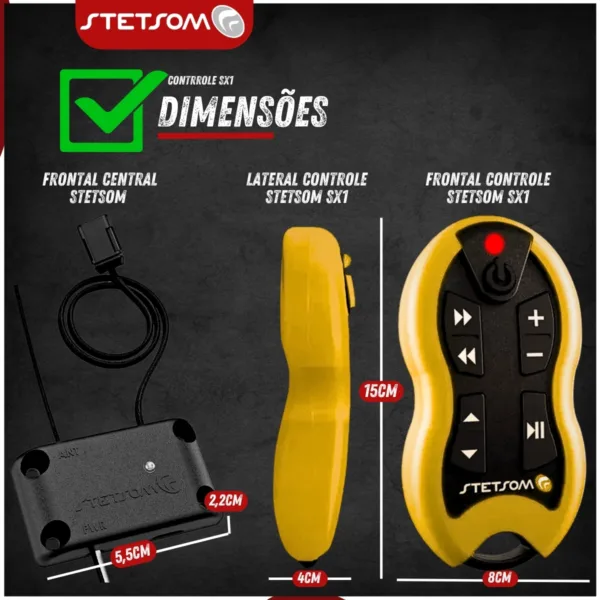 Controle Longa Distância Stetsom SX1- 500 Metros | Amarelo - Imagem 5