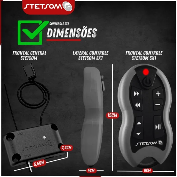 Controle Longa Distância Stetsom SX1- 500 Metros | Cinza - Imagem 5