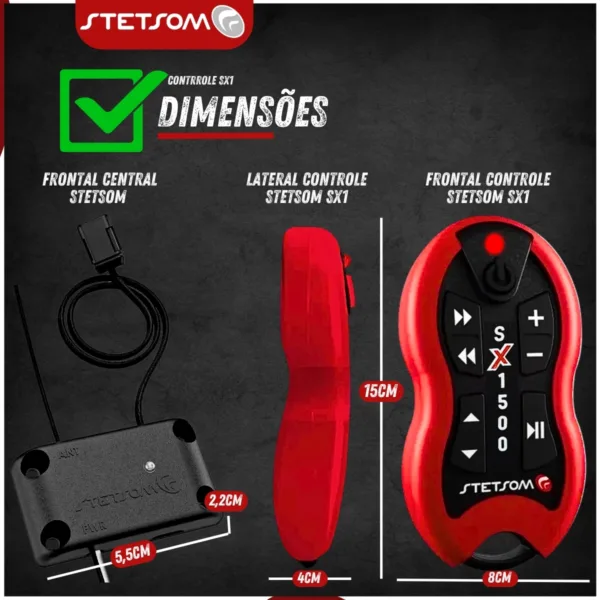 Controle Longa Distância Stetsom SX1500 Metros | vermelho - Imagem 5