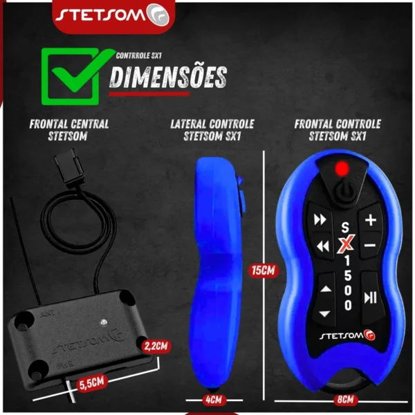 Controle Longa Distância Stetsom SX1500 Metros | Azul - Imagem 5