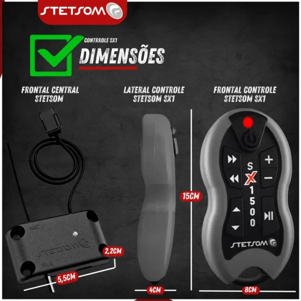 Controle Longa Distância Stetsom SX1500 Metros | Cinza - Imagem 5