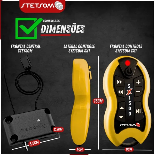 Controle Longa Distância Stetsom SX1500 Metros | Amarelo - Imagem 5