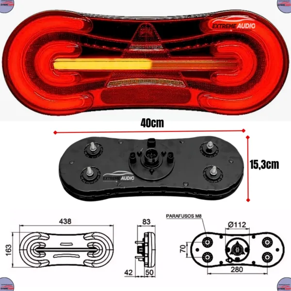 Par de Lanternas Traseira De Caminhão Led Fcs 12-24V Bivolt Lfs - Imagem 5