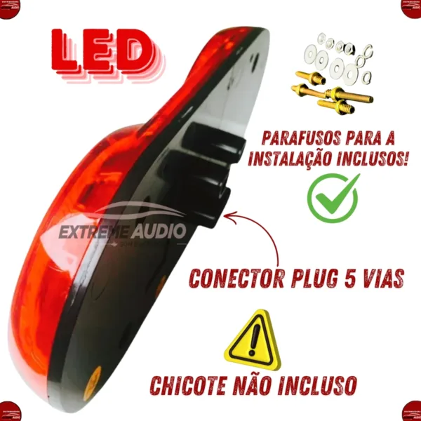 Par de Lanternas Traseira Led Multifuncional Refil 12V-24V Bivolt Asx5304 - Imagem 5