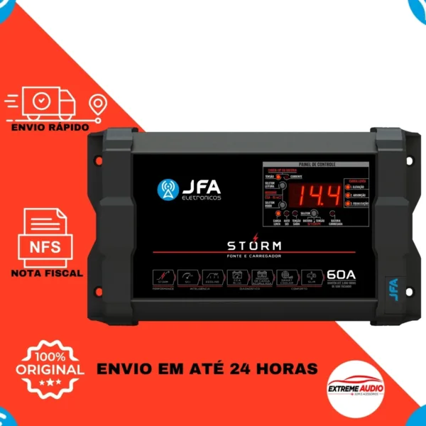 Fonte Jfa 60 Amperes Som Automotivo Bivolt 127/220v Storm C/ Voltímetro - Imagem 6
