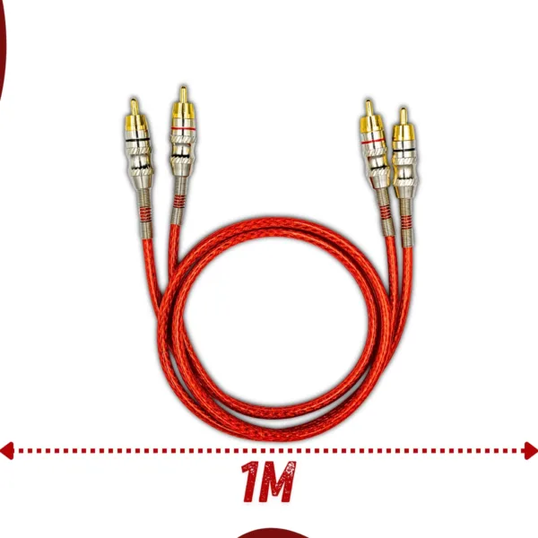 Cabo Rca 2x2 1m Tripla Blindagem Gold Uppertech Vermelho - Imagem 6