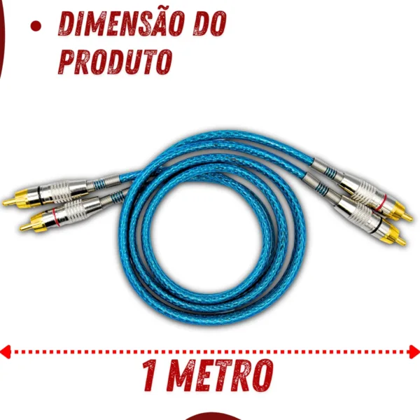Cabo Rca Uppertech Blindado 1M 4Plugs De Saida Audio/Video Azul - Imagem 6