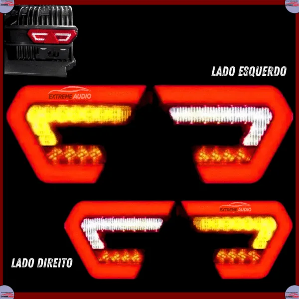 Par de Lanterna Traseira Led Guerra Diamond Ill Truch Universal12v 24v Caminhão - Imagem 7