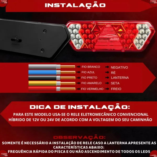 Par de Lanterna Traseira Asx Led Guerra bivolt 12v 24v Caminhão - Imagem 7