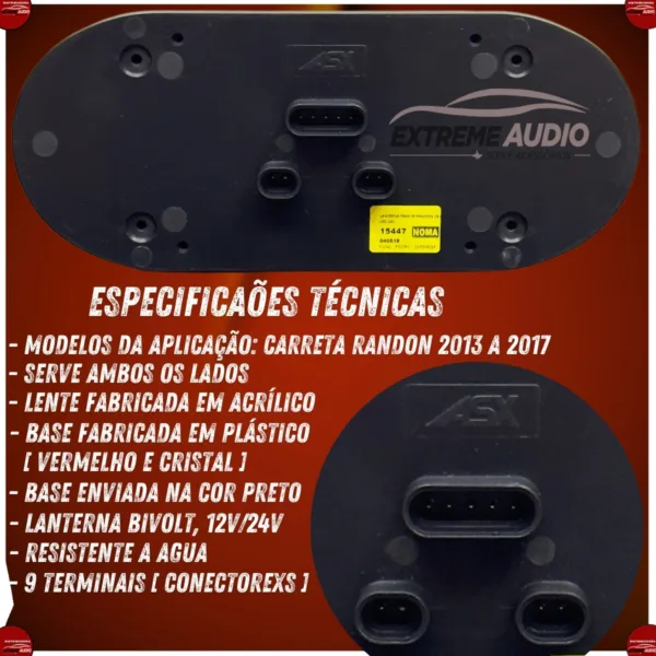 Par de Lanternas Traseira Led Multifuncional Refil 12V-24V Bivolt Asx5304 - Imagem 7