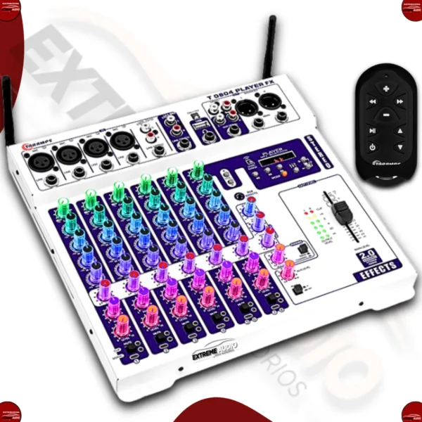 Mesa De Som 8 Canais Stereo Fx T0804 Player Fx Multicolor Rgb - Imagem 7