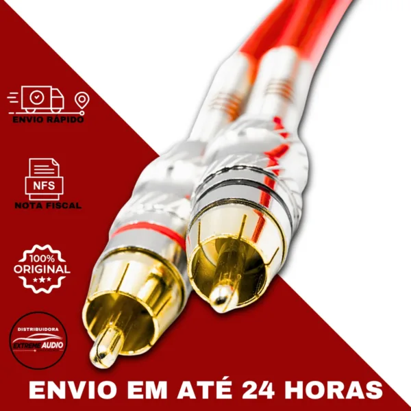 Cabo Rca 2x2 1m Tripla Blindagem Gold Uppertech Vermelho - Imagem 7
