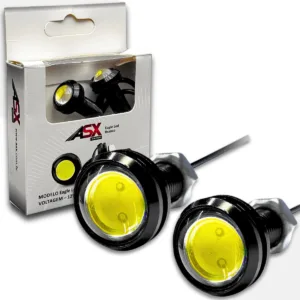 Par de Led Eagle Eye Drl Olho de Águia Luz Diurna Carro 3w 12v 23mm 6000k Branco